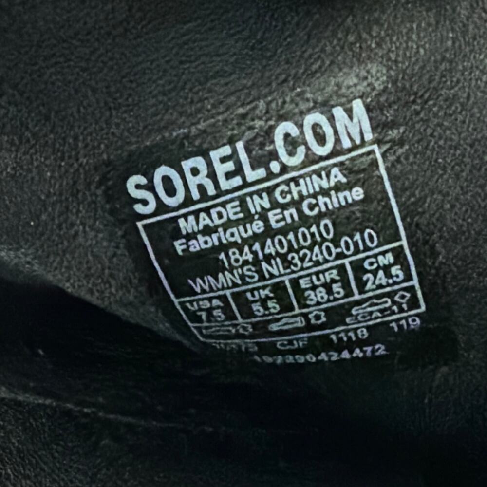 Sorel Sandals Black Leather Women’s Size 7.5 Nadia Slingback Chunky Heel - Picture 6 of 11